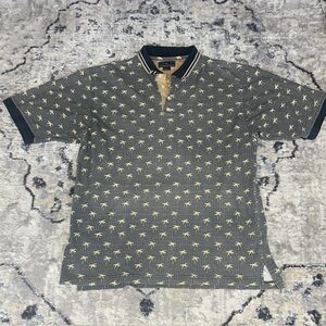 Bobby G Palm Tree Polo Shirt XL 100% Cotton Tropical Print